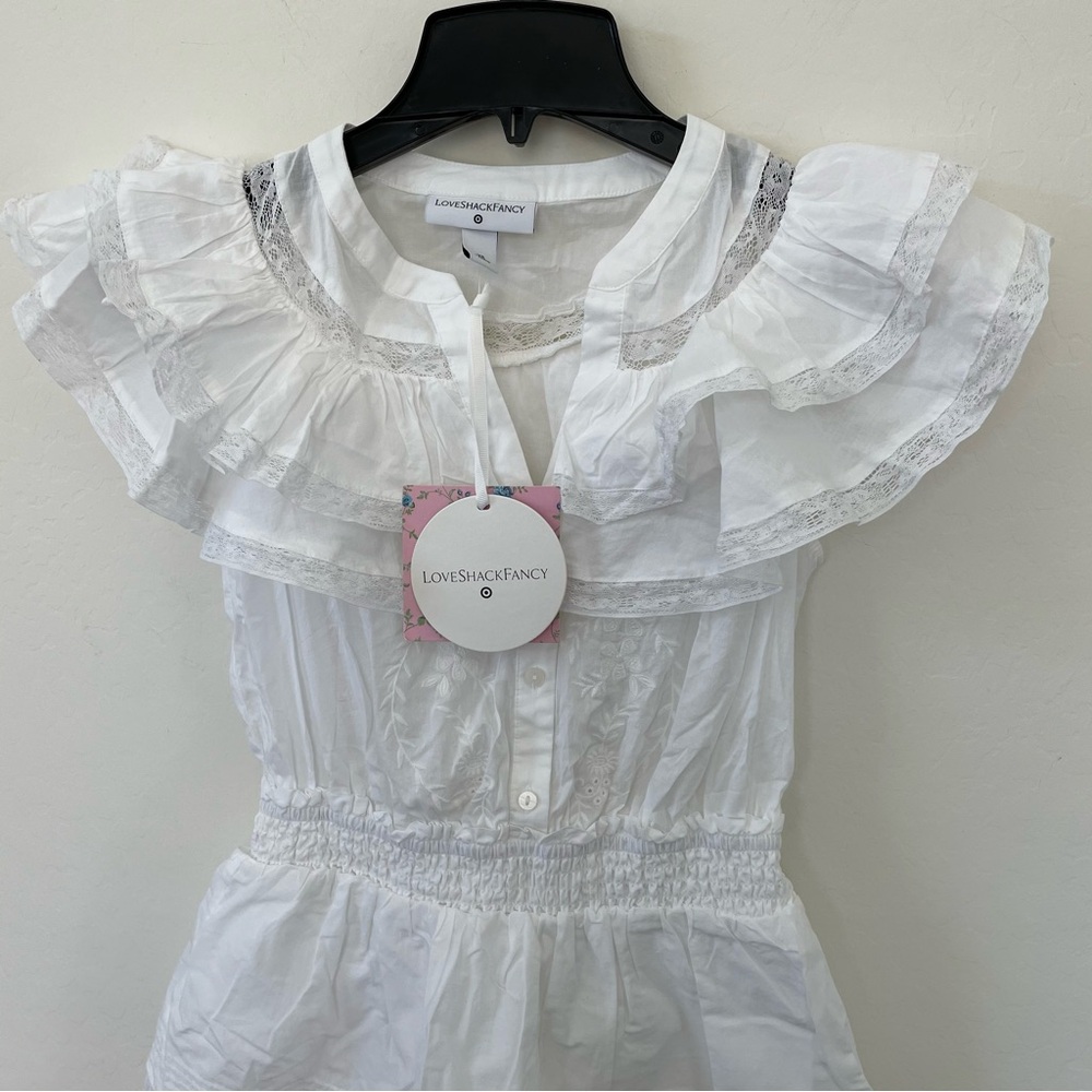 LOVESHACKFANCY TARGET CLASSIC DOUBLE RUFFLE DRESS - Picture 5 of 10